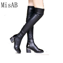 Women Boots Over The Knee Boots Women's Winter spring Boots comfortable warm fur square heels boots sexy heels high quality 2024 - buy cheap