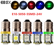 ¡EBSX! Bombilla LED con tornillo de 10 piezas para coche, marcador de cuña automático, luz indicadora de señal de lectura, color blanco, rojo y azul, 24V, E10, 5 SMD 5050 2024 - compra barato