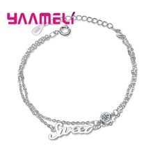 Women Classic Letter Design Fashion Hand Chains For Sale 925 Sterling Silver Double chains Bracelets Bangles For Wedding Party 2024 - buy cheap