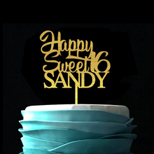 Пользовательское имя возраст счастливый сладкий украшение для именинного торта, персонализированный акриловый Золотой Серебряный декор для вечеринки в честь Дня Рождения, уникальный подарок на день рождения 2024 - купить недорого