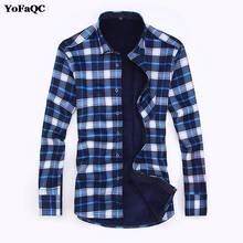 2017 Autumn Winter Casual Long Sleeve Shirt Men British Style Plaid Long Sleeve Shirts Male Keep Warm Homme 8 Colors 2024 - buy cheap