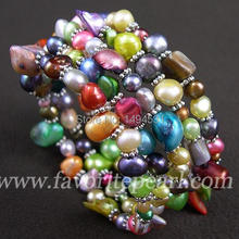 Pulsera de perlas-cuatro filas 3-8mm Arco Iris Color Natural perla de agua dulce pulsera-joyería hecha a mano- envío Gratis 2024 - compra barato