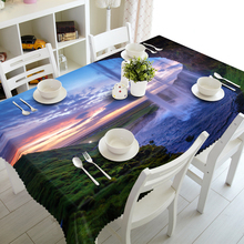 3d Landscape Waterfall Pattern Tablecloth Thicken Polyester Cotton Kitchen Restaurant Table cloth Rectangular&Round Table cover 2024 - buy cheap