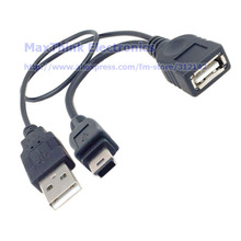 Mini USB 5Pin to USB Female Host OTG Cable With USB Power Connector Adapter  for Tablet MP4 phone,25pcs , Free shipping 2024 - buy cheap