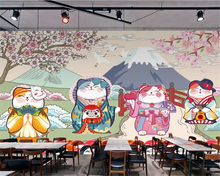 Beibehang Personalidade 3d papel de parede mão-pintado flores de cerejeira montanha de Neve Japonês sushi restaurante fundo papel de parede 3d 2024 - compre barato