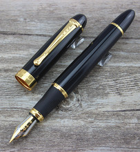 Caneta tinteiro jinhao x450, caneta tinteiro preta, média, dourada 2024 - compre barato
