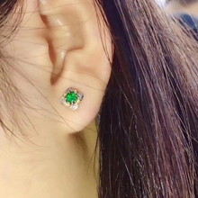 new green natural emerald gemstone earrings for women silver jewelry good color natural gem birthday party anniversary gift hot 2024 - compre barato