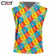 CJLM-medias estampadas en 3D de Navidad para hombre, TankTop de colores, camiseta sin mangas con capucha de LICRA de gran tamaño, nueva 2024 - compra barato