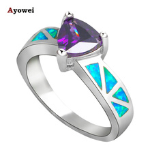 Super Supplier Fashion Jewelry for women Blue Fire Opal silver color color Stamped Rings USA Size #6.75 #7.75 8.75 OR528 2024 - buy cheap