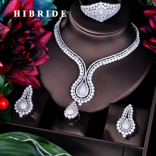HIBRIDE Luxury Brilliant Cubic Zirconia 4 PCS Wedding Bridal Sets Fashion Nigerian Beads Necklace Jewelry Set N-781 2024 - buy cheap