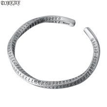 100% 999 prata manguito pulseira o coração budista sutra bangle feminino manguito pulseira senhora jóias presente 2024 - compre barato