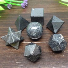 Conjunto geométrico de cristal sextado para meditação, conjunto de cores hematita e sólidos prato preto de 2019 2024 - compre barato