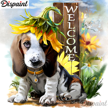 Dispaint Full cuadrado/redondo taladro 5D DIY diamante pintura "Animal perro flor" bordado punto de cruz 3D decoración del hogar regalo A11027 2024 - compra barato
