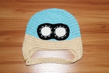 free shipping, NEW Handmade crochet girls Pilot hat  airplane bomber hat with glasses.100% cotton children aviator hat 2024 - buy cheap