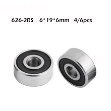 626RS Bearing ABEC-1 (4/6PCS) 6x19x6 mm Rubber Cover Sealed 626-2RS Ball Bearings 626 RS / 2RS 2024 - buy cheap