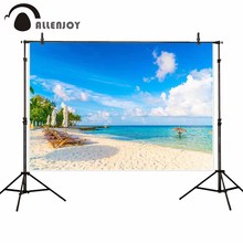 Allenjoy-telón de fondo para estudio de fotografía, sombrilla, sillas de playa, Isla de las islas Maldivas, Mar de arena blanca, sesión fotográfica de verano 2024 - compra barato