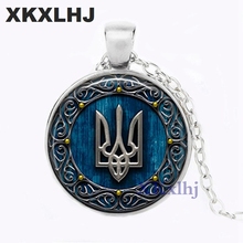 XKXLHJ 1pcs Tryzub Ukraine pendant jewelry Glass Cabochon Necklace 2024 - buy cheap