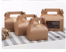 10 шт. коричневый/белый кекс коробка из крафт-бумаги коробки для торта и упаковка с ручкой Свадебная подарочная коробка упаковочная коробка 2024 - купить недорого