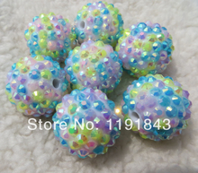 Kwoi vita New Colorful White Rainbow Ab  Rhinestone Beads  Chunky 20mm 100pcs  Resin Rhinestone Ball Beads for Chunky 2024 - buy cheap