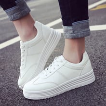 New Breathable White sneakers women PU Lace-up Running sports shoes Height Increasing anti-skid Comfortable jogging walking shoe 2024 - buy cheap