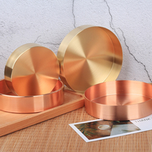 Copper Round Storage Tray Desk Metal Storage Organizer Rose Gold Jewelry Organizer Small Object Storage Dishes Home Decor 2024 - buy cheap