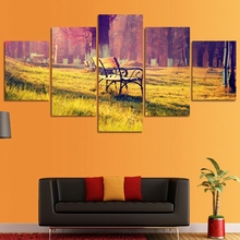 Canvas Wall Art Pictures Home Decor For Living Room 5 Pieces Sun Shines Autumn Forest Landscape Painting HD Prints Poster Frames 2024 - buy cheap