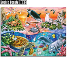 5D DIY Full Drill Diamond Painting Animal Turtle Dolphin Diamond Embroidery Cross Stitch Rhinestone Mosaic Wedding Decor 187271 2024 - buy cheap