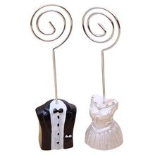 HOT SALE 1 Pair Bride Groom Shape Wedding Place Card Holder Table Number Stand Photo Clip 2024 - buy cheap