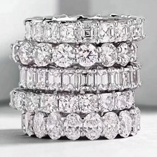 Brilhante joias de luxo 925 prata esterlina, princesa branca transparente 5a zircônia cúbica aliança de casamento para mulheres 2024 - compre barato