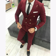 Novo terno masculino borgonha para casamento, traje masculino de noivado personalizado slim fit com 2 peças, casamento, baile casual, noivo, novo, 2020 2024 - compre barato