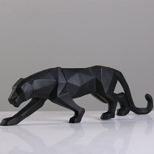 26cm Resin Leopard Model Crafts Office Ornaments Black Gold Geometric Statue Animal Origami Abstract Home Decoration Gift 2024 - buy cheap