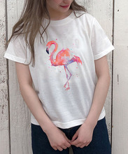 Summer Fun White T-shirt Print of A Flamingo Fashion Cute Short Sleeve Kids Tee Shirt Girls Funny Tops Casual Chidren Shirts 2024 - buy cheap