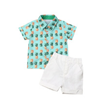 2PCS Set Toddler Kids Baby Boy Short Sleeve Pineapple Print Shirt Tops Short Pant Beachwear Summer Clothes 2024 - buy cheap