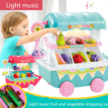 1 Set Children's Mini Trolley Light Music Fruit and Vegetable Shopping Cart Girl Play House Kitchen Toys 2024 - buy cheap