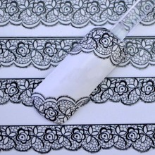 3D Black Lace Design Nail Art Stickers Flower Manicure Decals Tips Decoration 2024 - buy cheap