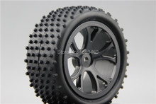 Neumáticos de Buggy prepegados, cilindro Y radios 1/10, nailon reforzado, rueda negra, se adapta a 1:10 4WD Buggy Car 15%, 4 Uds. 2024 - compra barato