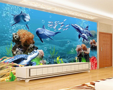 beibehang Custom wallpaper 3D solid wall painting underwater world dolphin TV background wallpaper decorative painting wall 2024 - buy cheap