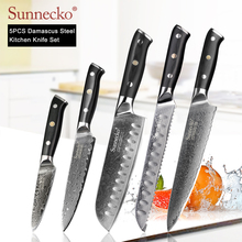 SUNNECKO 5PCS Kitchen Knives Set Damascus Chef Utility Bread Santoku Paring Knife Japanese VG10 Steel G10 Handle Meat Cutter 2024 - buy cheap