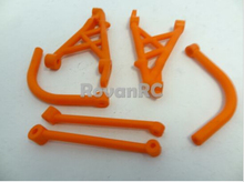 orange color Rovan RC Nylon Rear Shock Tower Support, Brace, Bumper Kit fits HPI Baja 5b 5T 2024 - купить недорого