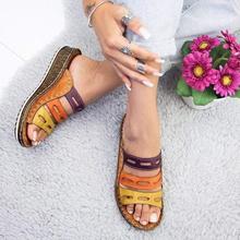 Sandalias de verano con punta abierta para mujer, zapatos informales de tacón de cuña bajo, a la moda, Color de costura, envío directo 2024 - compra barato