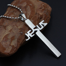 youe shone Men And Women Lovers Stainless Steel JESUS Cross Christians Pendant Necklaces 2024 - buy cheap