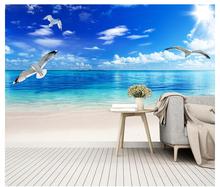 Personalizado foto papel de parede para paredes 3 d mediterrâneo paisagem mural praia, mar, paisagem fundo papéis para sala estar 2024 - compre barato