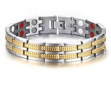 Titanium steel health magnet care stone bracelet Women Men Bangle Gold  13mm 8.26'' 2024 - buy cheap