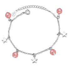 LUKENI Luxury Crystal Pink Star Bracelets Female Accessories Fashion 925 Silver Bracelet Girl Birthday Party Trendy Jewelry Girl 2024 - buy cheap