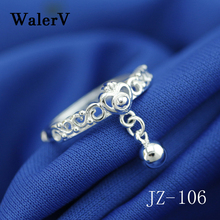 WalerV новое кольцо, модное ювелирное изделие, индивидуальное кольцо в форме сердца, большие бусины, открытые изменяемые кольца для женщин 2024 - купить недорого