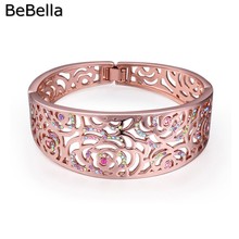 BeBella розовое золото, покрытый цветком, форма, романтический роскошный браслет, изготовленный из чешских кристаллов 2024 - купить недорого