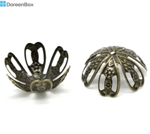 Doreen Box Lovely 80 Bronze Tone Flower Bead Caps Findings 21x9mm (B15068) 2024 - buy cheap