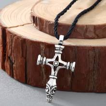 CHENGXUN Steampunk Retro Vintage Cross Pendant Necklace Norse Viking Sword Men Necklace Talisman Black Rope Chain Jewelry 2024 - buy cheap