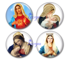 Virgin Mary Glass Cabochon,  Round photo Virgin Mary glass cabochon demo flat back Making findings 2024 - buy cheap