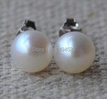 Christmas Gift Jewelry AAA 7-7.5MM White Color Natural Freshwater Pearl Stud Earrings S925 Sterling Silvers Earring Wholesale 2024 - buy cheap